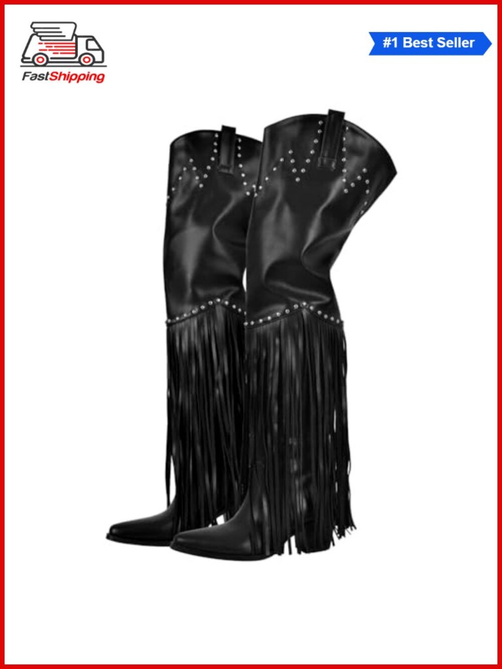 ✨ Western Fringe Over Knee Cowgirl Boots Wide Calf Thigh High